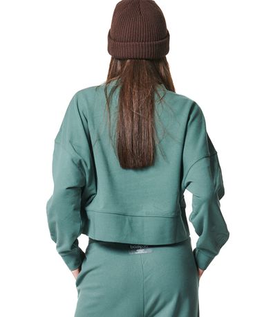 Body Action Oversized Μπλούζα Με Λαιμόκοψη Γυναικεία (061430 PINE GREEN-07B)