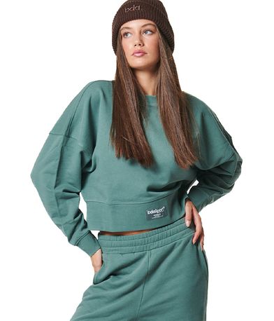 Body Action Oversized Μπλούζα Με Λαιμόκοψη Γυναικεία (061430 PINE GREEN-07B)