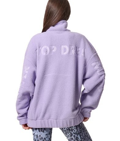 Body Action Oversized Sherpa-Fleece Μπλούζα Με Φερμουάρ Γυναικεία (061436 LAVENDER SKY-13C)