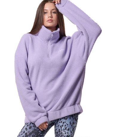 Body Action Oversized Sherpa-Fleece Μπλούζα Με Φερμουάρ Γυναικεία (061436 LAVENDER SKY-13C)