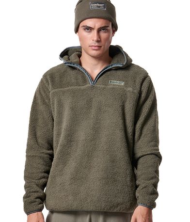 Body Action Men S Half-Zip Sherpa-Fleece Hoodie Ανδρικό (063419 SHADOW GREEN-07E)