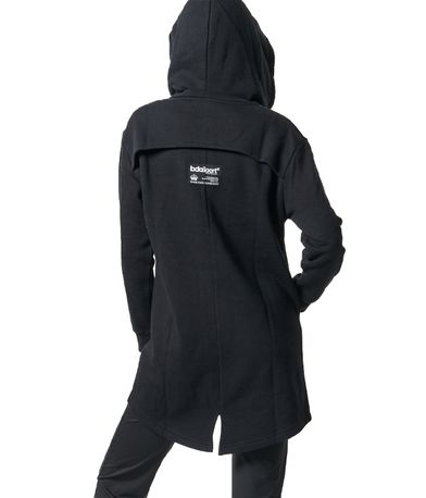 Body Action Long Fishtail Hooded Ζακέτα Βαμβακερή Γυναικεία (071418 BLACK-01)