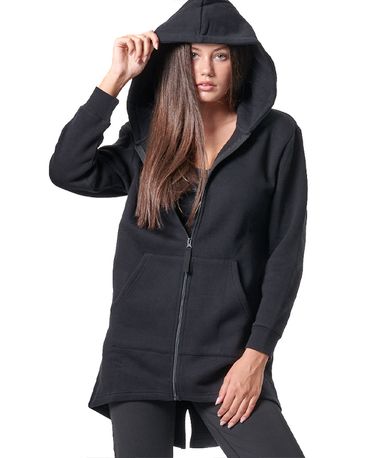 Body Action Long Fishtail Hooded Ζακέτα Βαμβακερή Γυναικεία (071418 BLACK-01)