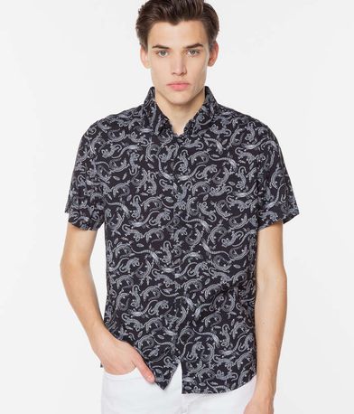 Κοντομάνικο Πουκάμισο SS Eco Rayon Lizard Shirt GUESS