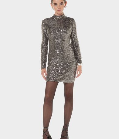 Φόρεμα Sequin Mock Neck Mini Dress SUPERDRY