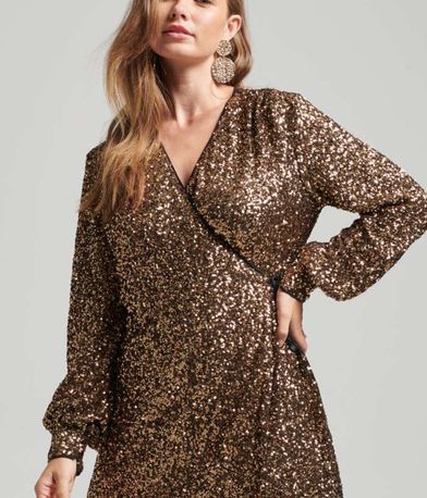 Mini Κρουαζέ Φόρεμα Sequin Wrap Mini Dress SUPERDRY