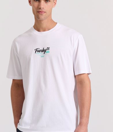 Relaxed fit t-shirt με surf τύπωμα στην πλάτη