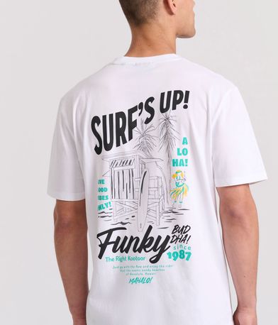 Relaxed fit t-shirt με surf τύπωμα στην πλάτη