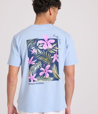 Relaxed fit t-shirt με floral frame τύπωμα