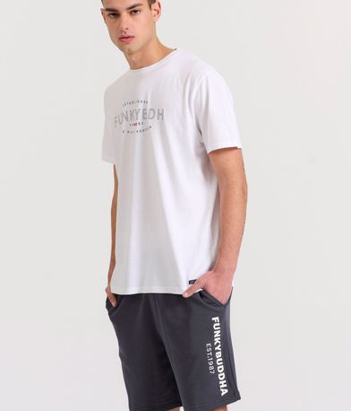 Relaxed fit αθλητική βερμούδα με branded κέντημα