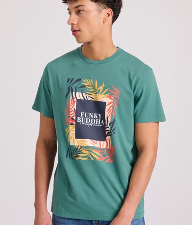 T-shirt με tropical frame τύπωμα