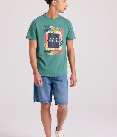 T-shirt με tropical frame τύπωμα