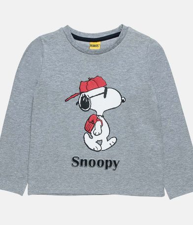 Μπλούζα Snoopy με ανάγλύφα στοιχεία - ΓΚΡΙ ΜΕΛΑΝΖΕ