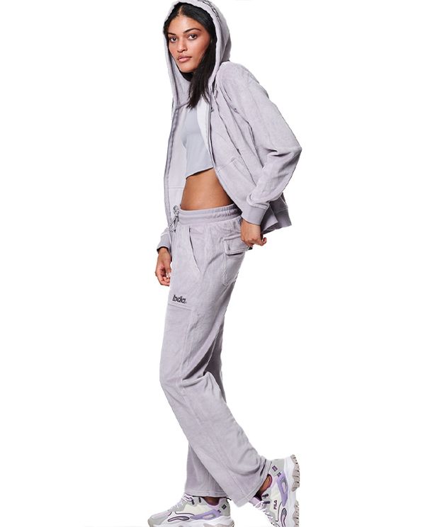 Body Action Womens Basic Velour Παντελόνι Φόρμας Γυναικείο (021436 LILAC GREY-03)