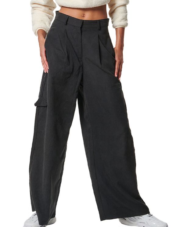 Body Action Womens Wide Leg Παντελόνι Cargo Γυναικείο (021439 BLACK-01)