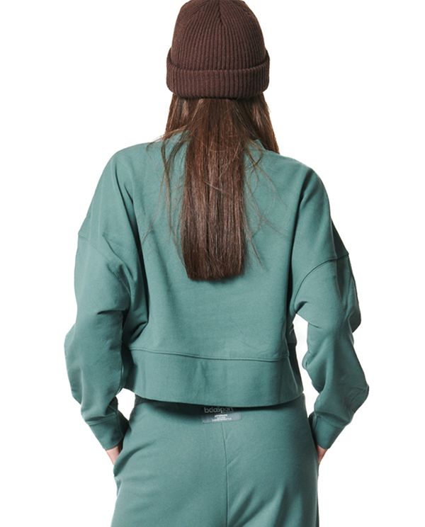 Body Action Oversized Μπλούζα Με Λαιμόκοψη Γυναικεία (061430 PINE GREEN-07B)