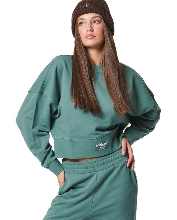 Body Action Oversized Μπλούζα Με Λαιμόκοψη Γυναικεία (061430 PINE GREEN-07B)