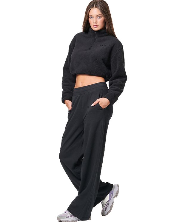 Body Action Womens Half-Zip Sherpa-Fleece Crop Top Μακρυμάνικο Γυναικείο (061431 BLACK-01)