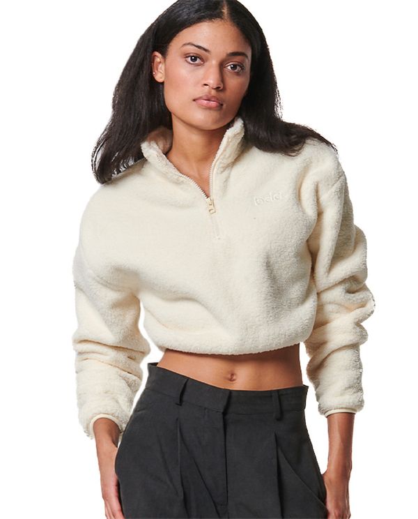 Body Action Womens Half-Zip Sherpa-Fleece Crop Top Μακρυμάνικο Γυναικείο (061431 COTTON ECRU-05)