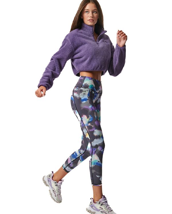 Body Action Womens Half-Zip Sherpa-Fleece Crop Top Μακρυμάνικο Γυναικείο (061431 DEEP PURPLE-13B)