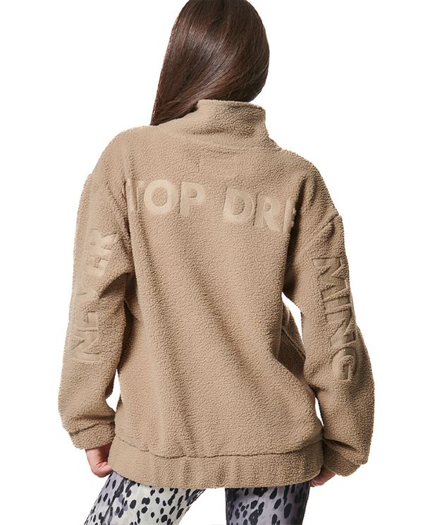 Body Action Oversized Sherpa-Fleece Μπλούζα Με Φερμουάρ Γυναικεία (061436 FOSSIL BEIGE-05C)