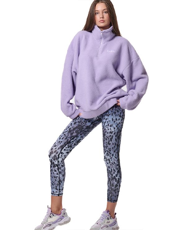 Body Action Oversized Sherpa-Fleece Μπλούζα Με Φερμουάρ Γυναικεία (061436 LAVENDER SKY-13C)