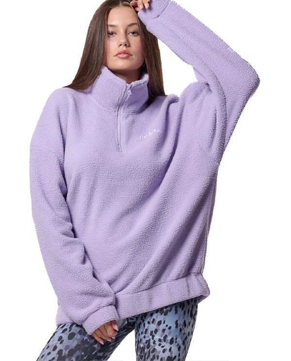 Body Action Oversized Sherpa-Fleece Μπλούζα Με Φερμουάρ Γυναικεία (061436 LAVENDER SKY-13C)