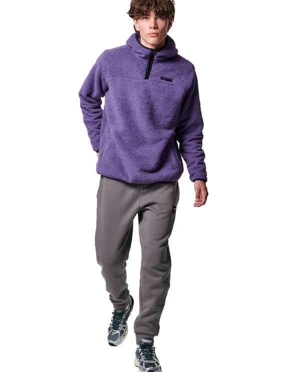 Body Action Mens Half Zip Sherpa Fleece Hoodie Ανδρικό (063419 DEEP PURPLE-13B)