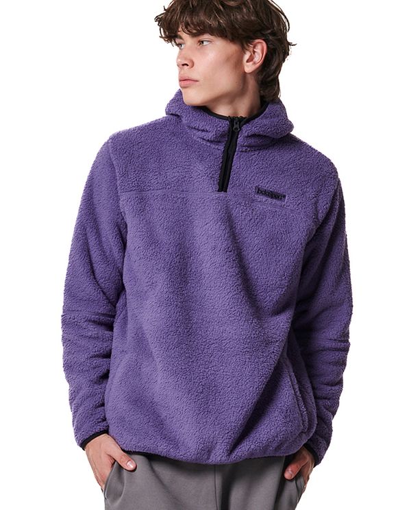 Body Action Mens Half Zip Sherpa Fleece Hoodie Ανδρικό (063419 DEEP PURPLE-13B)