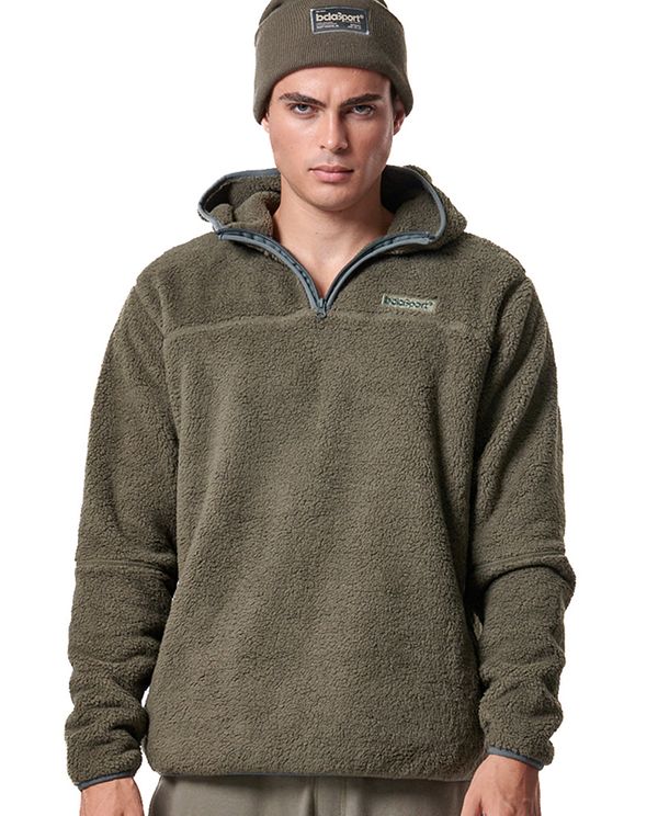 Body Action Men S Half-Zip Sherpa-Fleece Hoodie Ανδρικό (063419 SHADOW GREEN-07E)