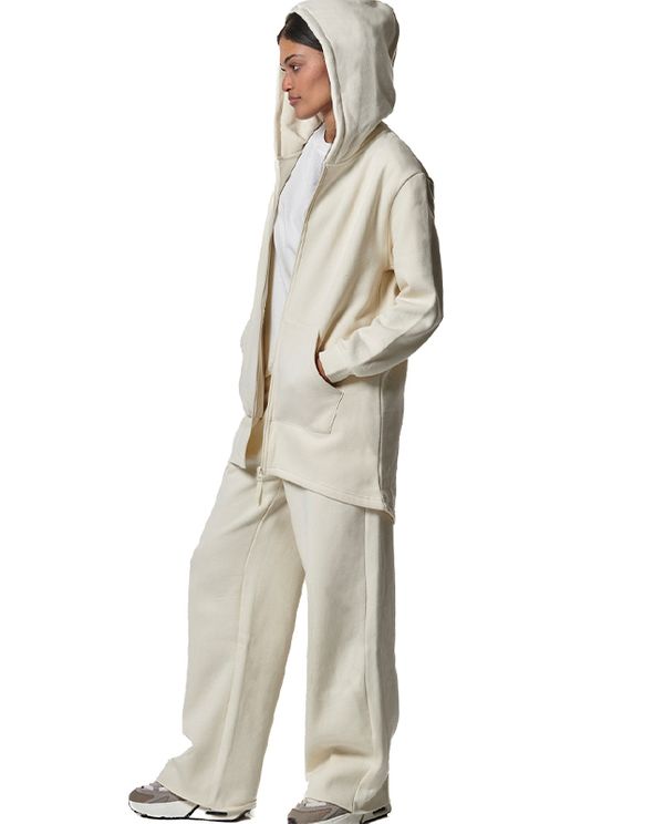 Body Action Long Fishtail Hooded Ζακέτα Βαμβακερή Γυναικεία (071418 STAR WHITE-05A)