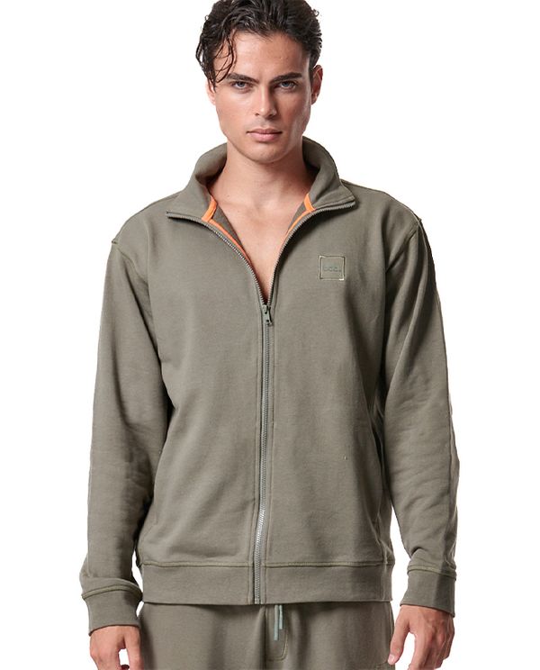 Body Action Mens French Terry Ζακέτα Βαμβακερή Ανδρική (073421 LEAF GREEN-07E)