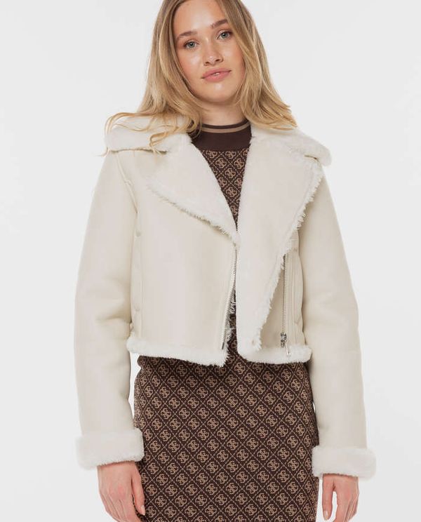 Cropped Faux Shearling Μπουφάν Dafne GUESS