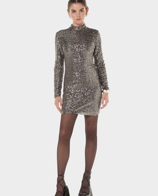 Φόρεμα Sequin Mock Neck Mini Dress SUPERDRY