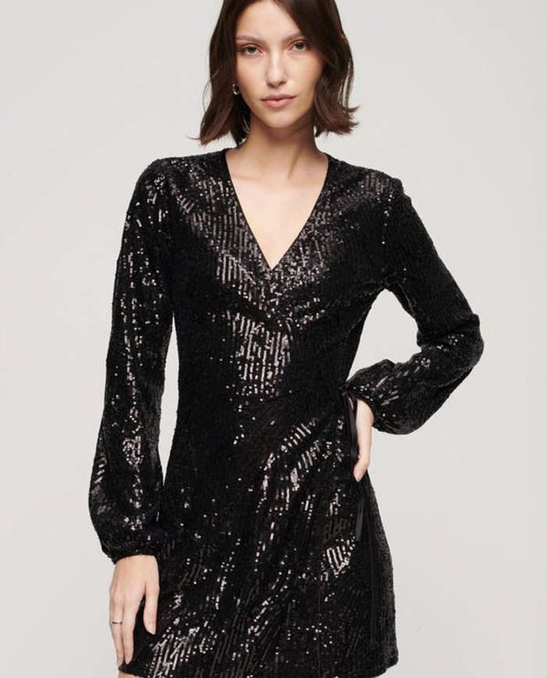 Mini Κρουαζέ Φόρεμα Sequin Wrap Mini Dress SUPERDRY