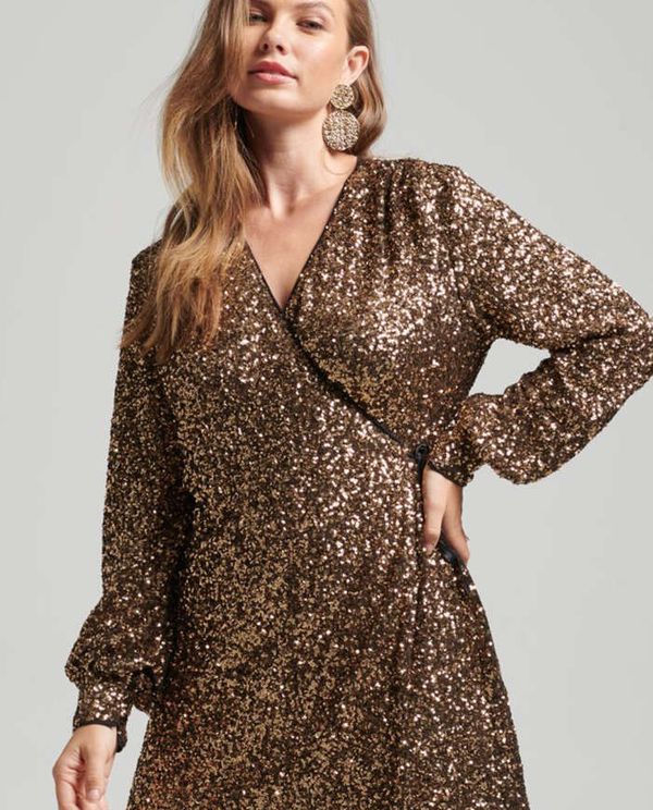 Mini Κρουαζέ Φόρεμα Sequin Wrap Mini Dress SUPERDRY