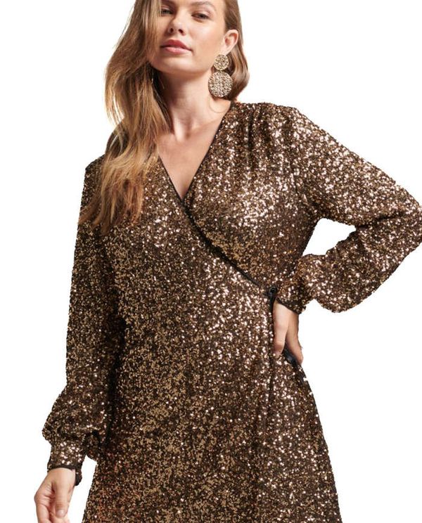 Mini Κρουαζέ Φόρεμα Sequin Wrap Mini Dress SUPERDRY