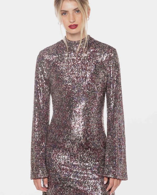 Mini Φόρεμα LS Printed Sequin SUPERDRY