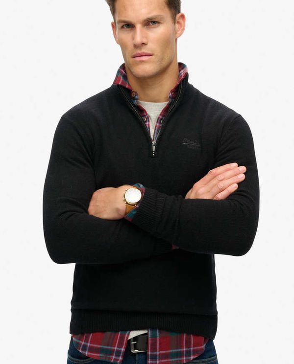 Πλεκτό Πουλόβερ Essential Embroidered Knitted Half Zip SUPERDRY