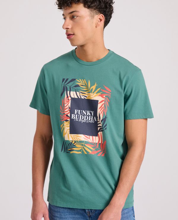 T-shirt με tropical frame τύπωμα