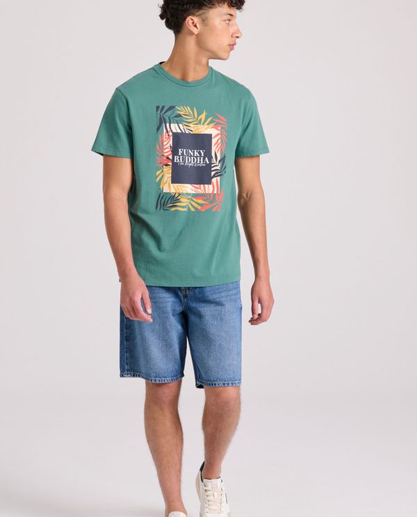 T-shirt με tropical frame τύπωμα