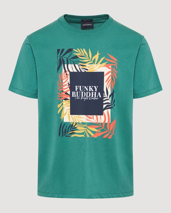 T-shirt με tropical frame τύπωμα