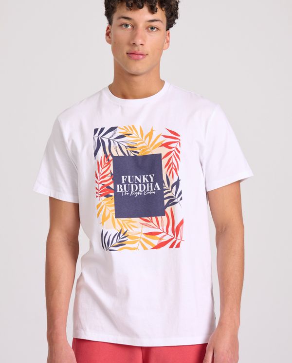 T-shirt με tropical frame τύπωμα