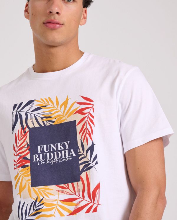 T-shirt με tropical frame τύπωμα