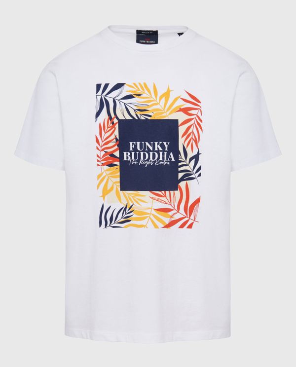 T-shirt με tropical frame τύπωμα