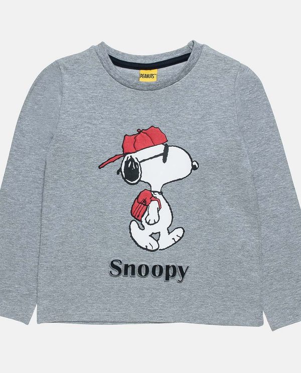 Μπλούζα Snoopy με ανάγλύφα στοιχεία - ΓΚΡΙ ΜΕΛΑΝΖΕ