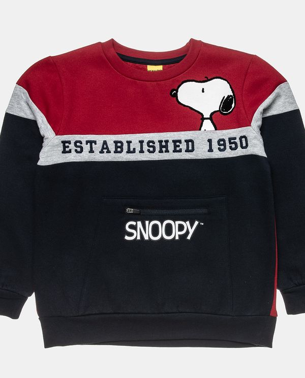 Σετ φόρμας φούτερ Snoopy με κέντημα - ΜΠΛΕ ΣΚΟΥΡΟ